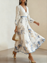 Morden Balloon Sleeve V Neck Dress With No