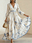 Morden Balloon Sleeve V Neck Dress With No