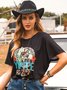 Black Jersey Vintage Short Sleeve Crew Neck T-shirt