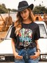 Black Jersey Vintage Short Sleeve Crew Neck T-shirt