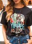 Black Jersey Vintage Short Sleeve Crew Neck T-shirt