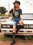Black Jersey Vintage Short Sleeve Crew Neck T-shirt