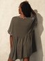 Brown V Neck Casual Paneled Jersey T-shirt