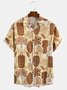 Mens Retro Aloha Hippie Print Lapel Loose Short Sleeve Funky Hawaiian Shirt