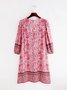V Neck Casual Floral Loose Dress