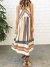 Stripes Casual Polyester Casual Dress