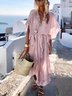 Mostata V neck Pink A-line Daily Slit Solid Dress