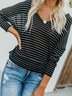 White Cotton Casual V Neck T-Shirt