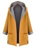 Casual Pockets Hoodie H-line 3/4 Sleeve Plain Coat