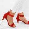 Mostata Women Middle Heel Sandal leopard Ankle Strap Shoes