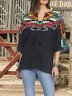 Black Jersey V Neck Vintage Shift Top