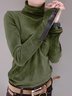 Velvet Turtleneck Long Sleeve Casual  T-Shirt