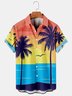 Mens Coconut Tree Print Casual Breathable Hawaiian Short Sleeve Shirt