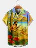 Mens Hula Beauty Print Casual Breathable Hawaiian Short Sleeve Shirt