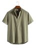 Men's Fashion Color Linen Stand Collar Short Sleeve Shirt