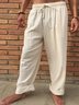 Men's Vintage Cotton Linen Elastic Waist Casual Trousers