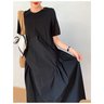 Solid Loosen Elegant Short Sleeve Woven Dress