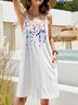 vacation beach Floral Regular Fit Crew Neck Sleeveless Knit Dress