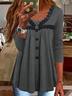 Long Sleeve Plain Jersey Lace Casual Loose Top