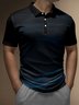 Men's 3D Polka Dot Gradient Button Short Sleeve Polo Shirt Casual Style Art Collection Lapel Print Top