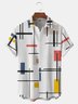 Geometric Lines Chest Pocket Short Sleeve Casual Shirt