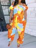 Gradient Pattern Casual Cold Shoulder Jumpsuit