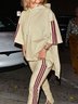 Loose Color Block V Neck Casual Hoodie pants not included