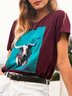 Coffee Jersey Casual Crew Neck T-shirt